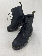 Dr Martens Shriver Hi Women's UK 6 Black Wyoming Leather Heeled Boots Platform