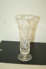 Slim Cut Glass Vase ~8.5" Tall