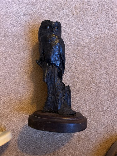 Black resin owl - black,