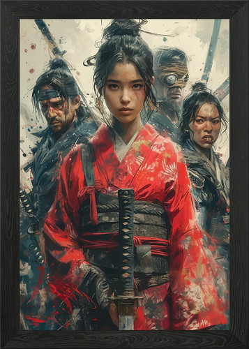 Samurai warriors framed wall - samurai,