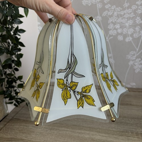 Vintage glass brass yellow - glass,