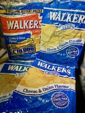 1992-1995 RARE Walkers Cheese and Onion Crisp Packets (Set of 4) – Vintage
