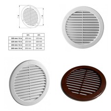 Round Air Vent Grille with Fly Screen Flange and Screw Cover Duct Covers