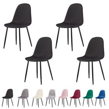 Set of 4 Dining Chairs Velvet Seat with Metal Legs Kitchen Office Living Room