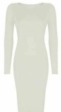 Women Long Sleeve Midi Dress Ladies Stretch Bodycon Jersey Maxi Dresses UK 8-26