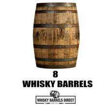 8 x OAK WHISKY BARRELS, Genuine Whiskey Cask Garden Mancave