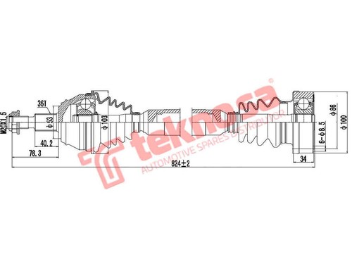 Drive shaft right front axle - drive,