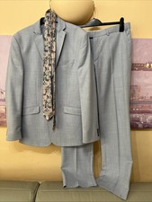Men’s Debenhams Pale Blue Two Piece Suit and Tie Inside Leg Measures 31 Inches