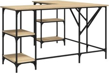 L-Shape Corner Desk with Shelves 139cm Sonoma Oak Home Office Computer Table