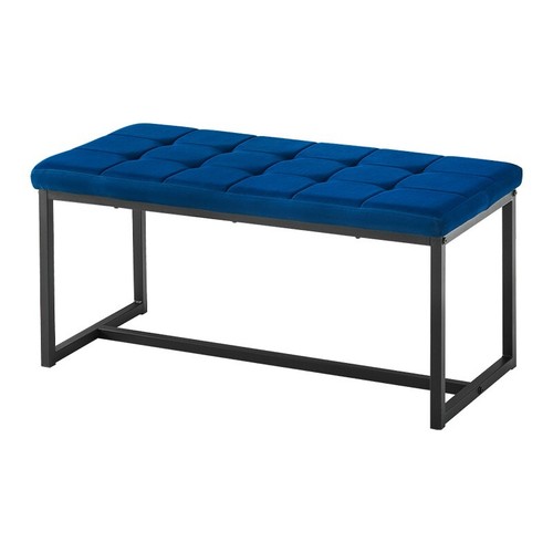 Blue velvet padded bed bench - padded,
