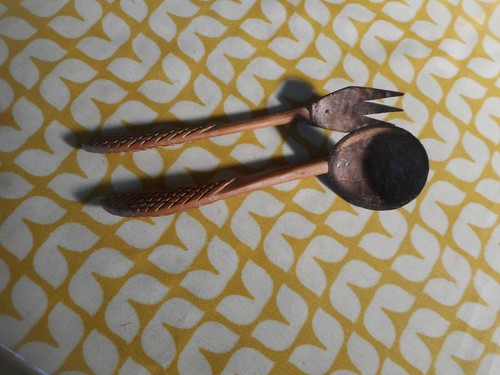 Old pair wooden salad - pair,