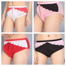 Womens Georgette Knicker Breathable Lace Design Thin Brief Panties Underwear