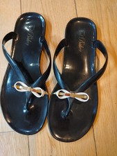 Ted Baker Womens Flip Flop Thong Sandals Black with Gold Details Size UK 5
