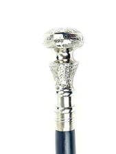 Victorian style Waisted handle wooden walking stick Soli brass (NICKLE PLATED)