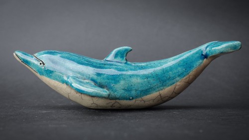 Dolphin raku crackle glaze - raku,