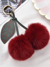 Furry Cherry Keychain Fluffy