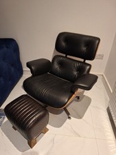 Eames-Style Leather Walnut Lounge Chair  only