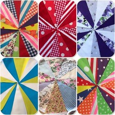 FABRIC BUNTING.20FT/6M.FLORALS.MULTI.SAME DAY DISPATCH.SPOTS.PLAINS.GINGHAMS.
