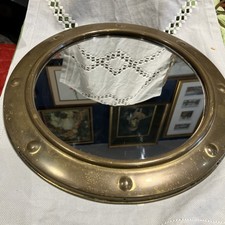 Round Porthole Style Wall   Mirror 35cm Brass Mirror Edge Showing See Photos