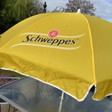 SCHWEPPES Advertising Pub, cafe, Umbrella Yellow Great Condition - Free Postage