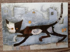 Modern Cat Art Postcard