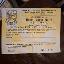 24/2/1991 West Ham v Millwall