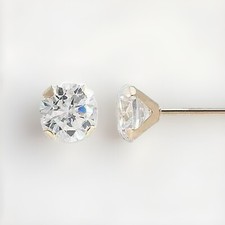 Genuine Natural Diamond Stud Screw Back Earrings in Solid 14k Yellow gold - 2mm