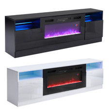 Living Room TV Cabinet 70in Entertainment TV Unit w/LED 32" Electric Fireplace