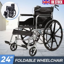 Lightweight Folding Wheelchair Self Propelled Transit Attendant Brake New UK