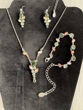 Pilgrim Earrings Bracelet and Necklace Jewellery Set Silver Tone