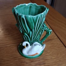 Sylvac Vintage Swan in Reeds Double Posy Vase Collectable 4385.