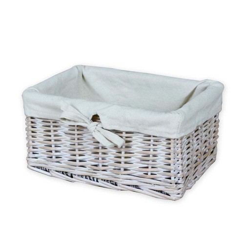 Small white storage basket - white,