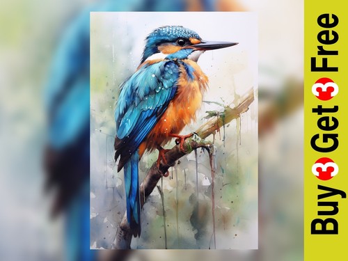 Vibrant kingfisher art print - art,