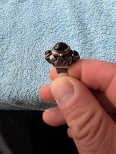 Vintage Mexican Sterling Silver  Poison Ring Black Onyx Adjustable