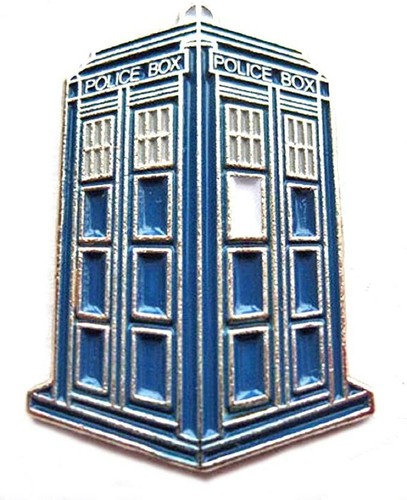 Tardis blue metal enamel pin - blue,