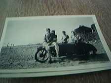 original b/w 2.5 x 3.5 photograph motorbike sidecar parked up 1950s