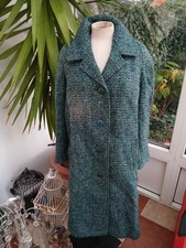 EASTEX LADIES GORGEOUS EMERALD GREEN MIX TWEED WOOLEN COAT SIZE 16