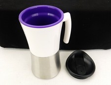 12 Ounce Euro Mega Mug, Stainless Steel Base, White Upper, Purple Liner, #MG880