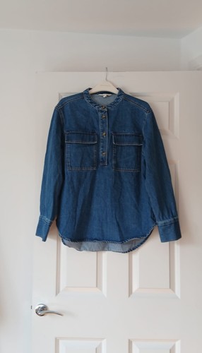 Cotton denim shirt mid - denim,