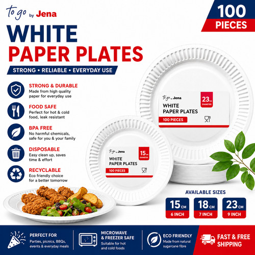 White paper plates disposable - paper,