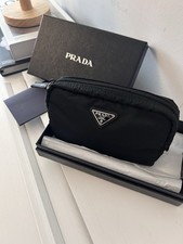Authentic Prada Tessuto Black Nylon Cosmetic Makeup Bag Pouch 