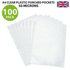 100 X A4 PLASTIC PUNCH PUNCHED