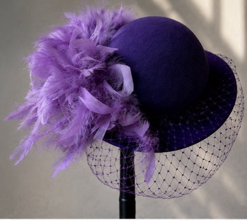 Vintage purple wool tilt hat - purple,