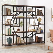 Industrial 5-Tier Etagere Bookcase Freestanding Tall Bookshelf w/ 9 Open Storage