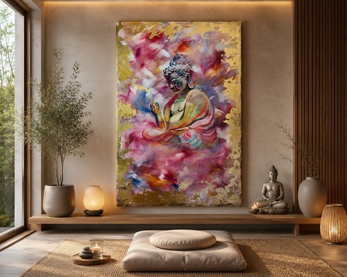 Large hand painted buddha - hand,