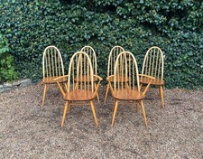 VINTAGE ERCOL MODEL 365 QUAKER DINING CHAIRS x 6