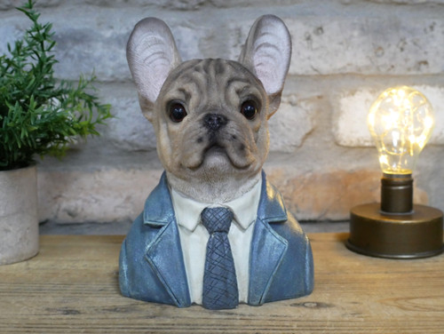 French bull dog bust - with, tie