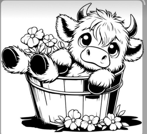 Funny cute highland - 4”,