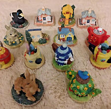 13 x Tetley Tea Folk’s Collectibles Teapots Houses  Minature Ornaments 1990’s
