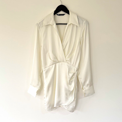 Zara wrap mini dress - wrap, white